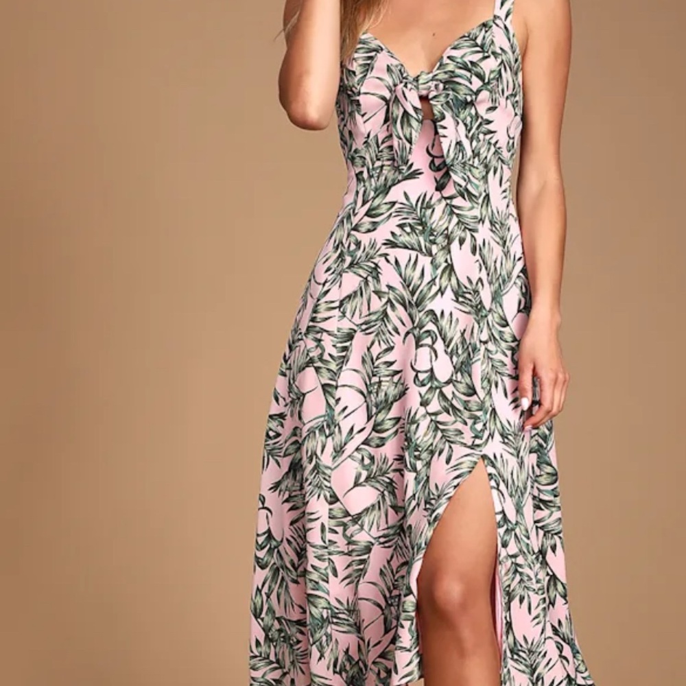 Lulu's Pink Ruched Wrap Sundress